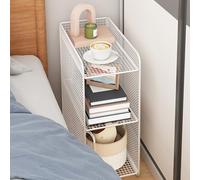 Pilipane Étagère de Rangement en métal Robuste, étagère latérale, Support d'extrémité de Table pour Chambre à Coucher (Blanc)