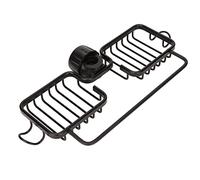 Pilipane Étagère de Rangement pour Robinet en Plastique Aluminium de qualité supérieure, Deux récipients avec Tige à Serviette pour Chiffon éponge, Cuisine, Salle de Bain, Organisateur (Noir)