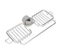 Pilipane Étagère de Rangement pour Robinet en Plastique Aluminium de qualité supérieure, Deux récipients avec Tige à Serviette pour Chiffon éponge, Cuisine, Salle de Bain, Organisateur (Argent)