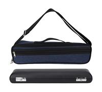 Pilipane Étui pour flûte traversière Portable 17 Trous, Ensemble de boîtes en Flanelle, Rembourrage en Cuir PU, Accessoires en Tissu Oxford pour Musiciens Professionnels, Noir et Bleu