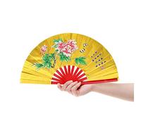 Pilipane Éventail de Tai Chi, Éventail à Main Pliant, Bambou, Or, Léger, 33 cm x 2 cm, Pour Hommes et Femmes, Performance, Danse, Pratique Formation, Kung Fu, Wushu