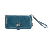 Pilipane Femmes en Cuir PU Titulaire de la Carte de crédit Grande capacité Portefeuille Zipper Trifold Portefeuille avec Sangle à la Mode Durable Multi Fonctionnelle Sac à Main pour Les (Paon Bleu)