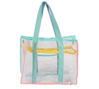 Pilipane Grand sac transparent transparent Spacable Spactuant Travel Travel Beach Aweter Handsbag pour femmes PVC Fabric Élégable Portable Tous les éléments essentiels 37x16.5x27cm (Vert bleu)