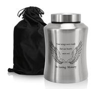 Pilipane Grande Urne de crémation pour Cendres de Femmes Adultes, jusqu'à 160 LB Urnes pour Cendres Humaines Restes Urnes décoratives avec Sac en Velours (Argent)