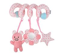 Pilipane Hochet spiralé Suspendu pour Poussette, Jouet d'éveil en Peluche Douce pour Nouveau-nés, berceaux, poussettes et Lits, Gris, Rose, Vert (Cochon Rose)