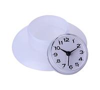 Pilipane Horloge Murale,3,4 Pouces de qualité à Quartz à Piles Rondes faciles à Lire, Mini Horloge Murale à Ventouse avec Miroir de Cuisine de Salle de Bains Mignonne(Blanc)