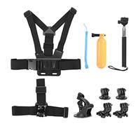 Pilipane KIT D'ACCESSOIRES pour CAMÉRA d'action Universelle 6 en 1 pour CAMÉRAS DE Sport 7 5 6 Comprenant Un Harnais DE Poitrine, Une Sangle de Tête, Une Ventouse, Un BÂTON À Selfie ET