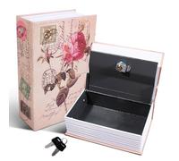 Pilipane Livre coffre fort avec 2 clés, Coffre fort dissimulé en alliage d'abs et d'aluminium, Boite secrete qui peut stocker des documents, de l'argent et des bijoux (rose)