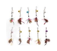 Pilipane Lot de 10 Plumes de Rechange pour Poteau de Chat - Design d'insecte Volant Mignon - Accessoires de Jouet avec Cloche et Crochet à épingle pour Jeu interactif - Plumes d'oiseaux de