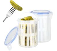 Pilipane Lot de 2 bocaux à concombre à retourner - Couvercle hermétique - Passe au lave-vaisselle - Pour olives, concombres ou tranches de concombre