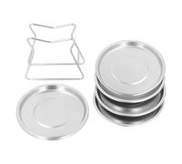 Pilipane Lot de 8 assiettes rondes en acier inoxydable 304, petites assiettes pour collations, accompagnements, apéritifs, repas de famille, banquets, résistantes à la rouille, durables,