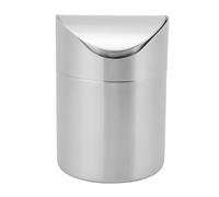 Pilipane Mini-poubelle de bureau avec un couvercle swing petit comptoir minuscule poubelle pour le bureau de voiture 304 en acier inoxydable argent