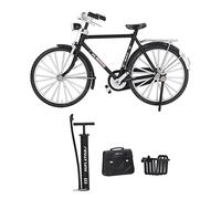 Pilipane Modèle de vélo en Alliage 1:10, Collection de Simulation Miniature Vintage, modèle de vélo autoportant avec Mallette de gonflage (Noir)