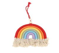 Pilipane Pendentif de Voiture tissé coloré, Ornement décoratif à Suspendre avec Ceinture de Mots et Cloche en cuivre pour décoration de Voiture et de Maison, Artisanat en Corde de Coton