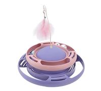 Pilipane Plateau tournant pour Chat, Jouets interactifs, Boule à roulettes avec bâton taquin, Jouet de Puzzle Multifonctionnel pour Chats Chaton, Plastique Robuste 14x25cm (Violet Rose)