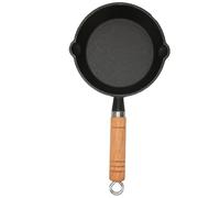 Pilipane Poêle à frire en fonte de fer premium Premium Heavy Duty résistant à la tache rapide à chaleur rapide même à l'huile de cuisson Gérothérapeute gratuits de cuisine en bois durable (16 * 3cm)