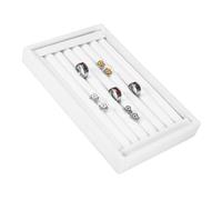 Pilipane Présentoir à bagues élégant avec 7 emplacements pour bagues, boucles d'oreilles et plus encore. Plateau en bois durable avec texture velours doux, agréable pour la maison, le magasin ou un