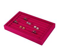 Pilipane Présentoir à bagues élégant avec 7 emplacements pour bagues, boucles d'oreilles et plus encore. Plateau en bois durable avec texture velours doux, agréable pour la maison, le magasin ou un