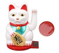 Pilipane Solar Waving Cat Lucky Money Cat Richesse accueillant Cat Cat Solaire Automatique Arme AVEMENT Arme Fortune Décoration pour Le Tableau de Bord du Bureau à Domicile (Blanc)