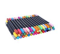 Pilipane STA Marqueurs aquarelle à double extrémité, 48 couleurs vives pour artistes, étudiants, aquarelle, gouache, peinture, dessin, croquis, gribouillage, corps rond en PP, corps lisse