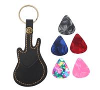 Pilipane Support de Manchon de Sac de médiator de Guitare en Laiton et Cuir Portable Comprenant des Accessoires de médiator idéal pour Les guitaristes Musiciens Noir ou Marron 12 x 5,2 cm (Noire)
