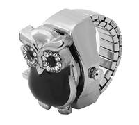 Pilipane Tourne de doigt la montre rabattre à la hauteur vintage de la chouette vintage Unixes Watch de quartz de doigt Design unisexe élégant pour usure décontractée en alliage noir rouge (Noir)