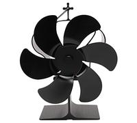 Pilipane Ventilateur de poêle alimenté par la chaleur, 6 pales, non électrique, ventilateur de cheminée à démarrage automatique, couronne résistante aux hautes températures, noire, pour