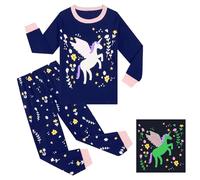 Pilipulu Pyjama Filles Coton Fluorescent Licorne Chat Hibou Cerf Manches Longues Automne Hiver 12 Ans