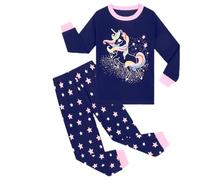 Pilipulu Pyjama Filles Coton Fluorescent Licorne Chat Hibou Cerf Manches Longues Automne Hiver 4 Ans