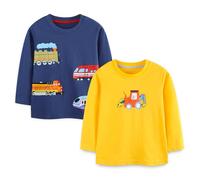 Pilipulu T-Shirt à Manche Longue Garçon T-Shirts Enfant Garçon Lot de 2 in Cotone Imprimé Dinosaure pour Enfants 3 Ans, Voiture 1