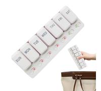 Pill Box - 7 Day Weekly Pill Organizer, Portable Medicine Container Dispenser, Health Category, For Fish Oil Supplements Medication Storage Travel Purse Daily