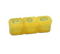 Pill Box Mini étui à pilules à 3 compartiments pour tablette - Distributeur de pilules de voyage - Boîte de rangement (jaune)