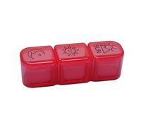Pill Box Mini étui à pilules à 3 compartiments pour tablette - Distributeur de pilules de voyage - Rouge