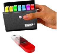 Pill Box Weekly French Large Capacity I Morning,Noon,Evening And Night I Compact Lightweight Leather Pouch Ideal For Transport,Travel,Easy Open,Anti-Humidity,Multi-Coloured Compartment