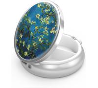Pill Box With 3 Compartments,Portable Pill Box For Pocket Or Purse,Decorative Metal Pill Box,Vitamin Organizer,Unique Gift (Van Gogh Almond Blossom)