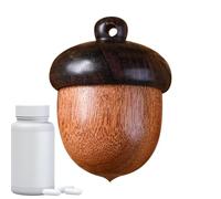 Pill Box, Wood Pine Nut Shape Travel Case, Daily Box Organizer, Medicine Portable Case For Purse Pocket, Cod Liver Oil Supplements