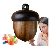 Pill Box, Wood Pine Nut Shape Travel Case, Daily Box Organizer, Medicine Portable Case For Purse Pocket, Cod Liver Oil Supplements