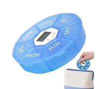Pill Case Pilulier électronique à sept compartiments avec minuteur | Rappel quotidien des médicaments avec compartiments matin, midi, soir, pour la maison, le travail, les déplacements