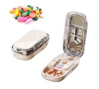 Pill Cutter,Cutting Multiple Pills,1/2 1/3 1/4 Pill Splitter For Large,Small And Tiny Pills,With Improved Sharp Blade,Accurate Centering Alignment Devic,Storage Organizer,Adjustable (White)