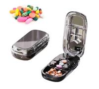 Pill Cutter,Cutting Multiple Pills,1/2 1/3 1/4 Pill Splitter For Large,Small And Tiny Pills,With Improved Sharp Blade,Accurate Centering Alignment Devic,Storage Organizer,Adjustable (Black)