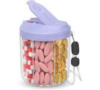 Pill Dispenser With 7 Large Compartments,Pill Bottle Organizer For Travel,Supplement Organizer With Anti-Mixing Design,Bpa-Free Pill Container With 20 Pcs Labels,Purple