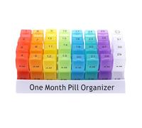 Pill Organizer Monthly Am/Pm, 8,07 x 4,05 x 2,75 pouces Medication Organizer 31 Jours Am/Pm Daily Removable 32 CompartmentsPill Case For Each Day - Pill Dispenser Supplements Box Small
