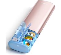 Pill Organizer Weekly Metal Moisture Proof Pill Organizer With Desiccant,Bpa Free Portable Pill Organizer For Vitamins And Tablets (Rose Gold,Large Twice A Day)