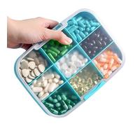 Pill Storage Box - 9 Compartments Moisture Proof Airtight | Pill Container Extra Large 7.7*5.71*1.57 Infor Outdoor Trips Daily Supplement Pill Tablet Holder Case Portable Weekly Storage