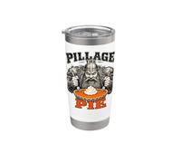 Pillage the Pie : un viking affamé mangeant une tarte à la citrouille amusante Gobelet isotherme en acier inoxydable double paroi