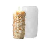 Pillar Candle Mold 3D Sculpted Bow Bone Heart Gothic Skull Resin Mold