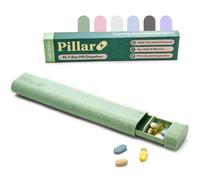 Pillar Plus Grand pilulier hebdomadaire sans BPA pour 7 jours, grand organisateur de médicaments et de vitamines pour voyage | Étui à médicaments portable | Organiseur de médicaments esthétique (vert