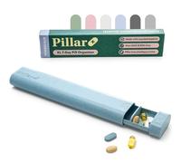 Pillar Plus Grand pilulier hebdomadaire sans BPA pour 7 jours, grand organisateur de médicaments et de vitamines pour voyage, organiseur de médicaments esthétique (bleu poudré)