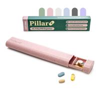 Pillar Plus Pilulier XL 7 jours | Pilulier de voyage hebdomadaire | Facile à ouvrir - 7 compartiments XL | Pilulier de qualité supérieure pour grandes tablettes, suppléments, vitamines | Rose pâle