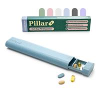 Pillar Plus Pilulier XL 7 jours | Pilulier de voyage hebdomadaire | Facile à ouvrir - 7 compartiments XL | Pilulier de qualité supérieure pour grandes tablettes, suppléments, vitamines | Bleu poudré